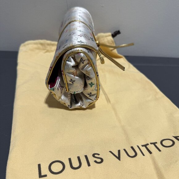 Louis Vuitton White Monogram Multicolor Satin Folding Jewelry Case - Picture 4 of 6